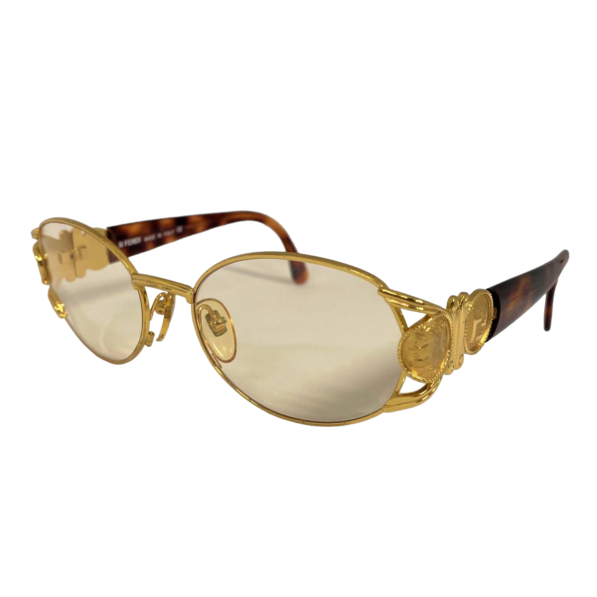 Fendi Fs 296 Gold Logo Tortoise Sunglasses